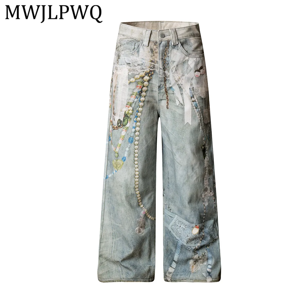 

Мужские джинсы MWJLPWQ, весна 2026, новинка, американский стиль, с 3D-принтом, эффект потертости, уличный стиль RO, нишевые, повседневные, свободные, широкие брюки 13124
