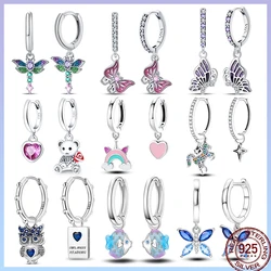 925 Sterling Silver Shiny Zircon Butterfly Dragonfly Bear Cute Series Women's Earrings Earrings Luxury Exquisite Party Jewelry