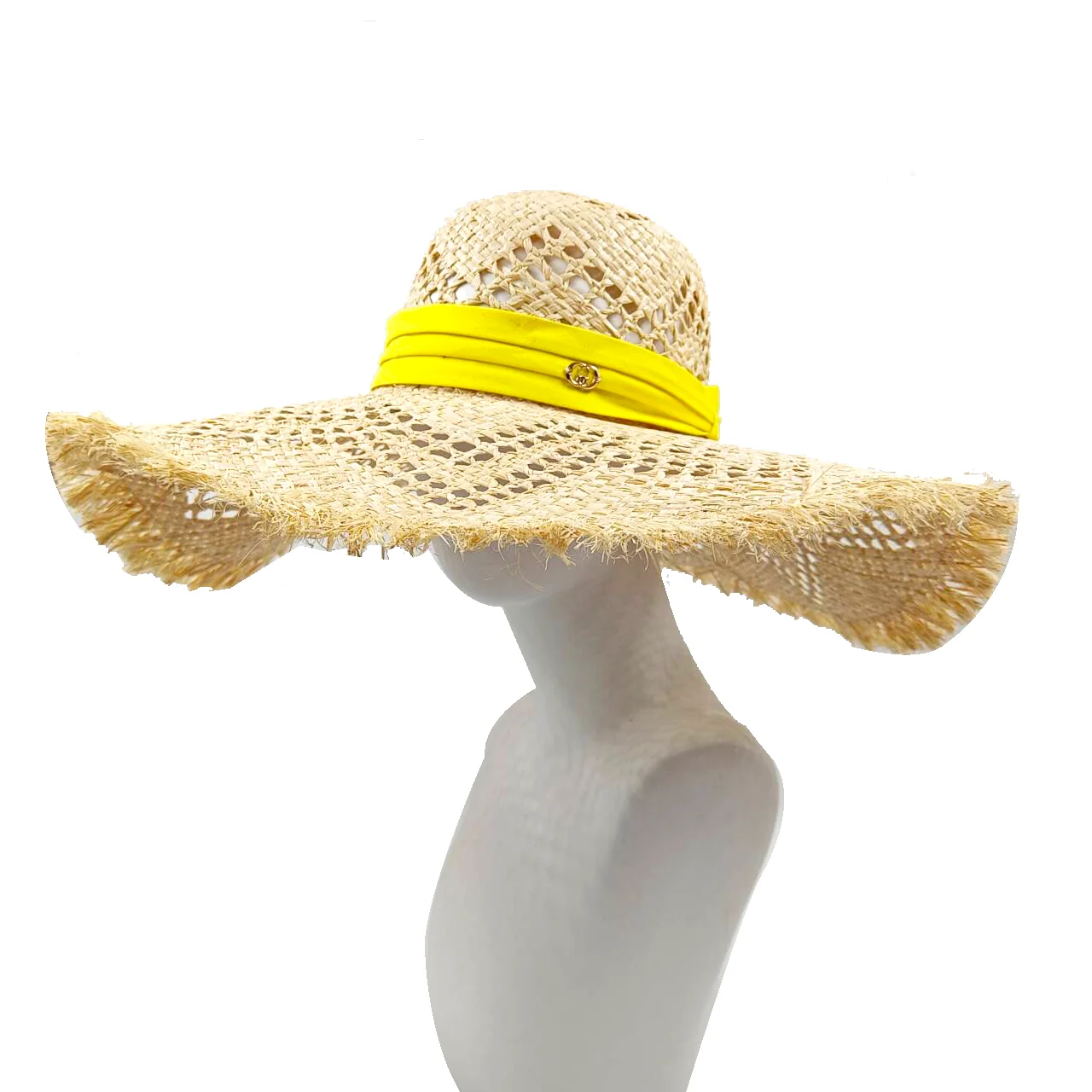 ํ๋ฐ Raffia straw hat hollow summer straw hat elastic webbing accessories sun hat anti-UV women\'s hat beach hat