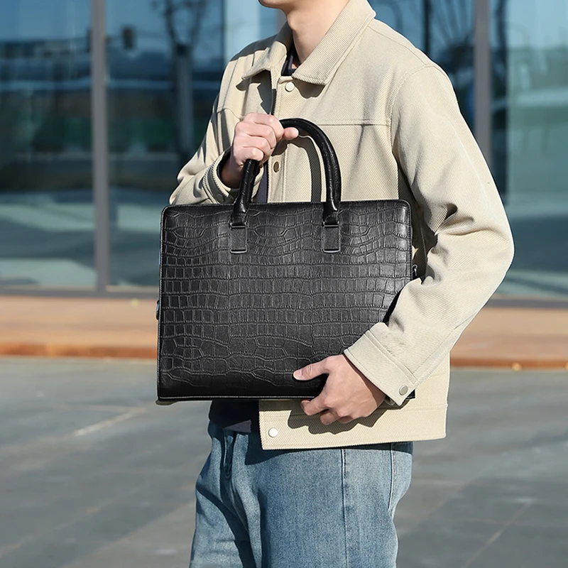 porte-documents-en-cuir-pu-grain-crocodile-pour-hommes-grande-capacite-sacoche-d'affaires-executive-pour-ordinateur-portable-14-pouces-sac-messager-a4
