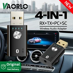 4 In 1 USB Bluetooth Audio Transmitter Receiver 3.5MM AUX RCA Stereo Wireless Adapter Sound Card Dongle With Mic For PC TV Car