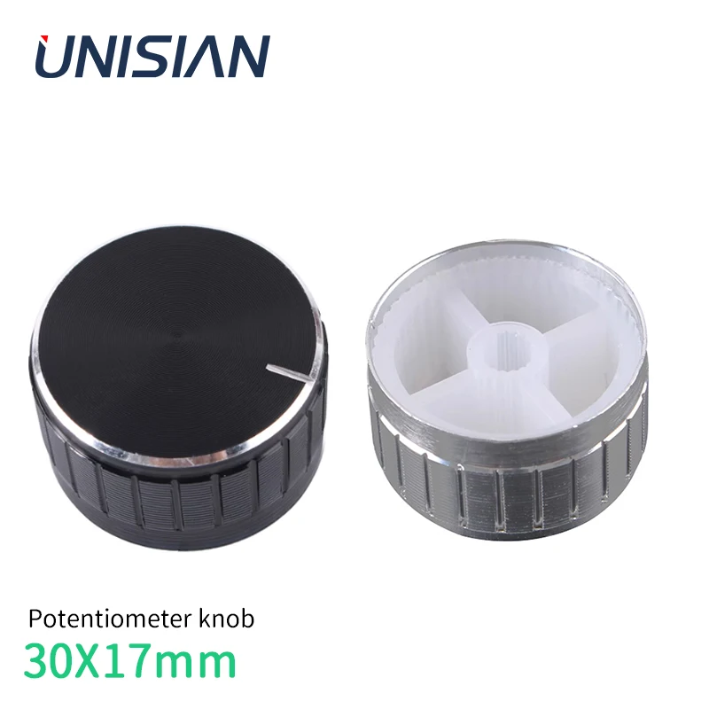 UNISIAN 30mm X 17mm Black Potentiometer Knobs Plum blossom 6M Aluminum Tone Knob Caps For Amplifier Potentiometer