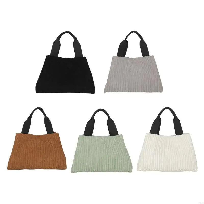 

D0UD Multipurpose Shoulder Bag Vintage Simple Tote Bag Corduroy Shoulder Handbag Large Capacity Casual Bag Fashion Purse