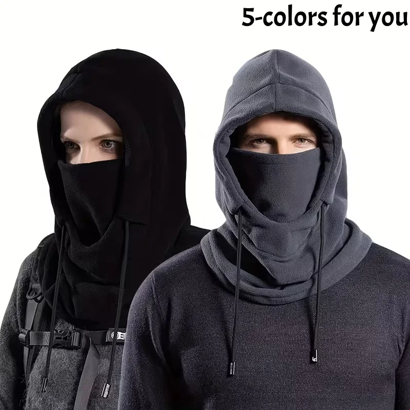 

3-in-1 Winter Hooded Neck Balaclava Scarf Windproof Warm Neck Gaiter with Facemask for Outdoor Activities Cycling 5colors