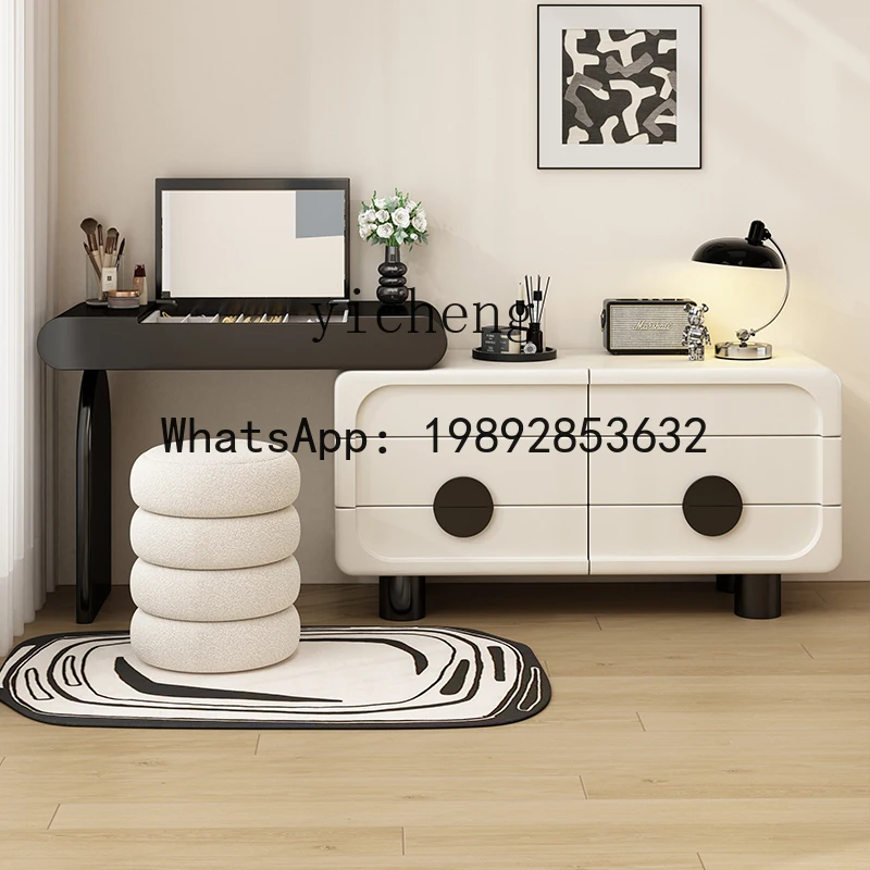 

B-2 solid wood dresser chest integrated bedside cabinet bedroom black makeup table storage