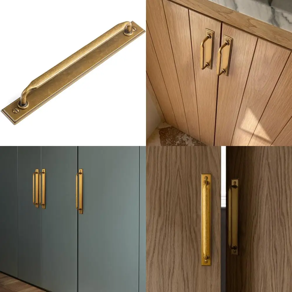 

Антикварные латунные ручки из цинкового сплава с задней пластиной, центры отверстий 7,56 (192 мм), подходят для шкафов для спальни и кухни