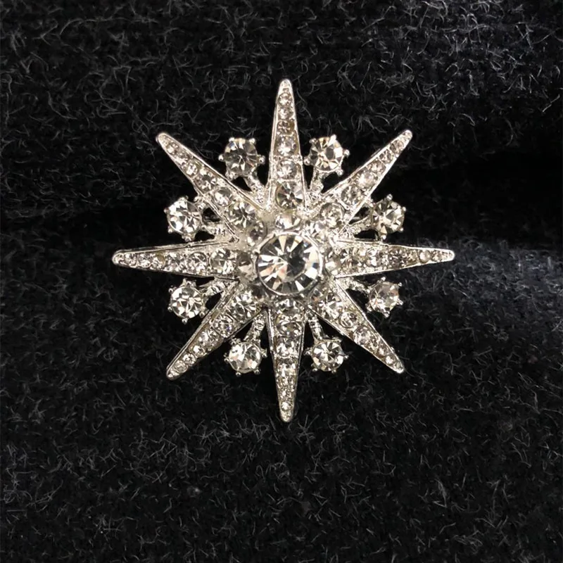 Fashion Snowflake Brooch For Women Luxury Zircon Octagon Brooch Clothes Pin Accessories Fine Jewelry Wholesale