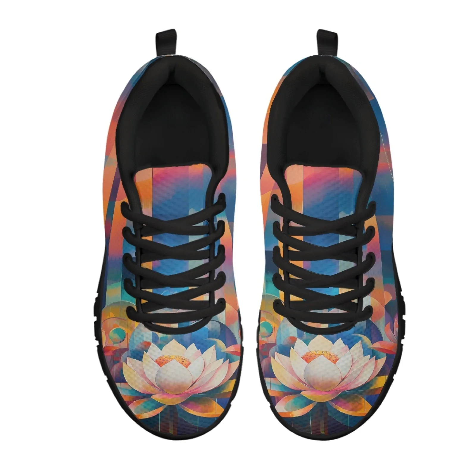 Coloranimal Abstract Lotus Print Women Walking Shoes for Women Who Stand All Day Non-Slip Driving Shoe for Outdoor