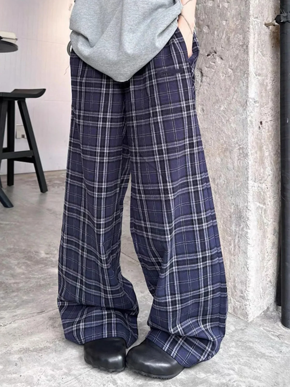 MIJKO Pantaloni lunghi scozzesi per adulti Stili giapponesi coreani europei e americani Casual alla moda