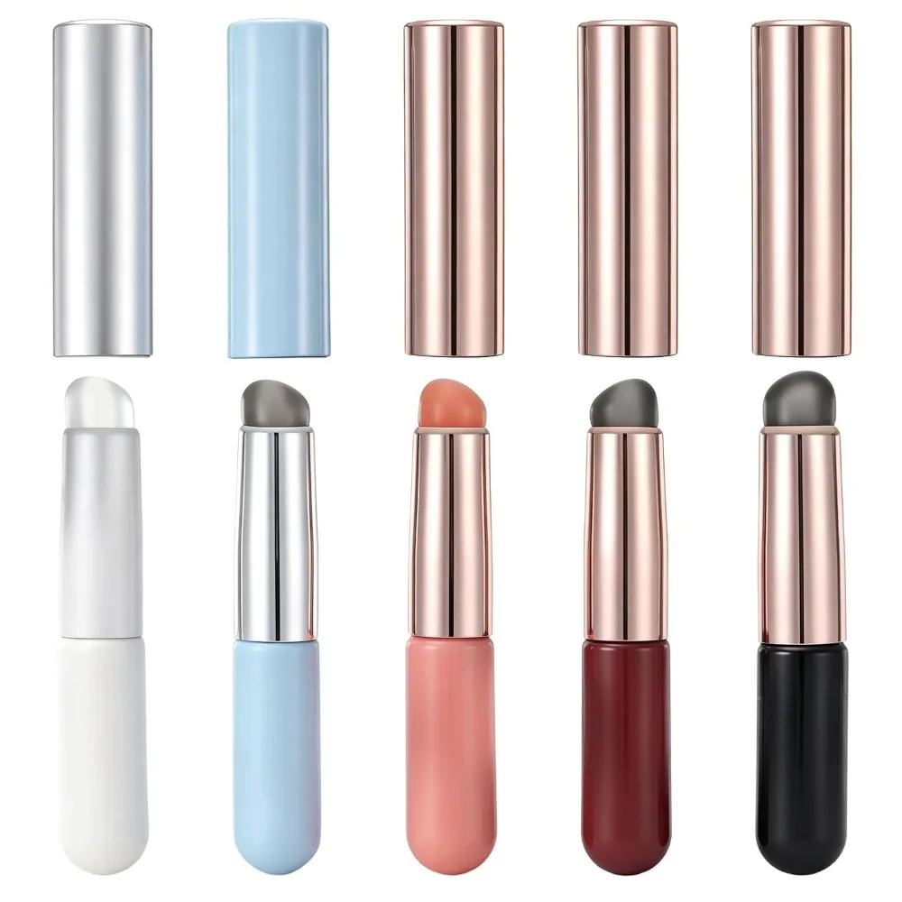 Silicone Lip Brushes - Set of 3, Round Head Applicators with Covers for Lip Gloss, Balm, Concealer, Eyeshadow, Manicure