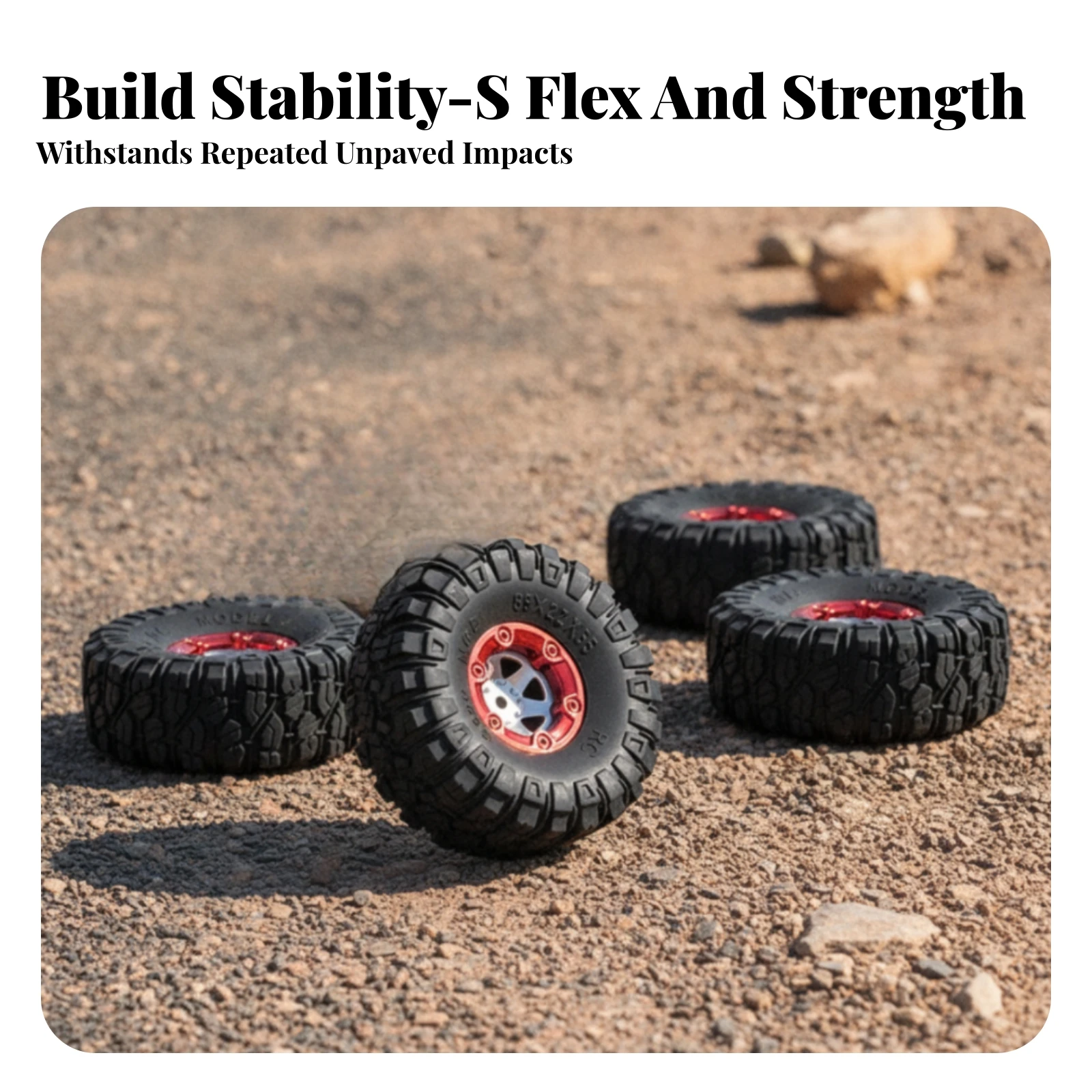 4 Pieces RC Model Car Wheel-and-Tire Assembly Wide Pattern RC Tire with Plastic Wheel Hub Load-Bearing Flexible for Rock Runs