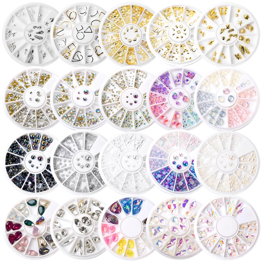 Rhinestone for Nails Small Round Irregular Beads Crystal Gems Manicure 3D Nail Art Decoration In Wheel DIY Tips Accessories