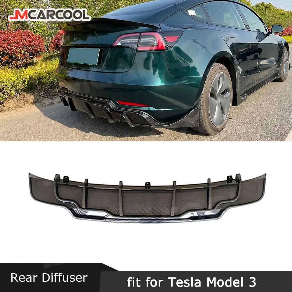 

Rear Bumper Lip Diffuser For Tesla Model 3 Rear Lip Chin Spoiler Splitters Bodykit ABS Carbon Look