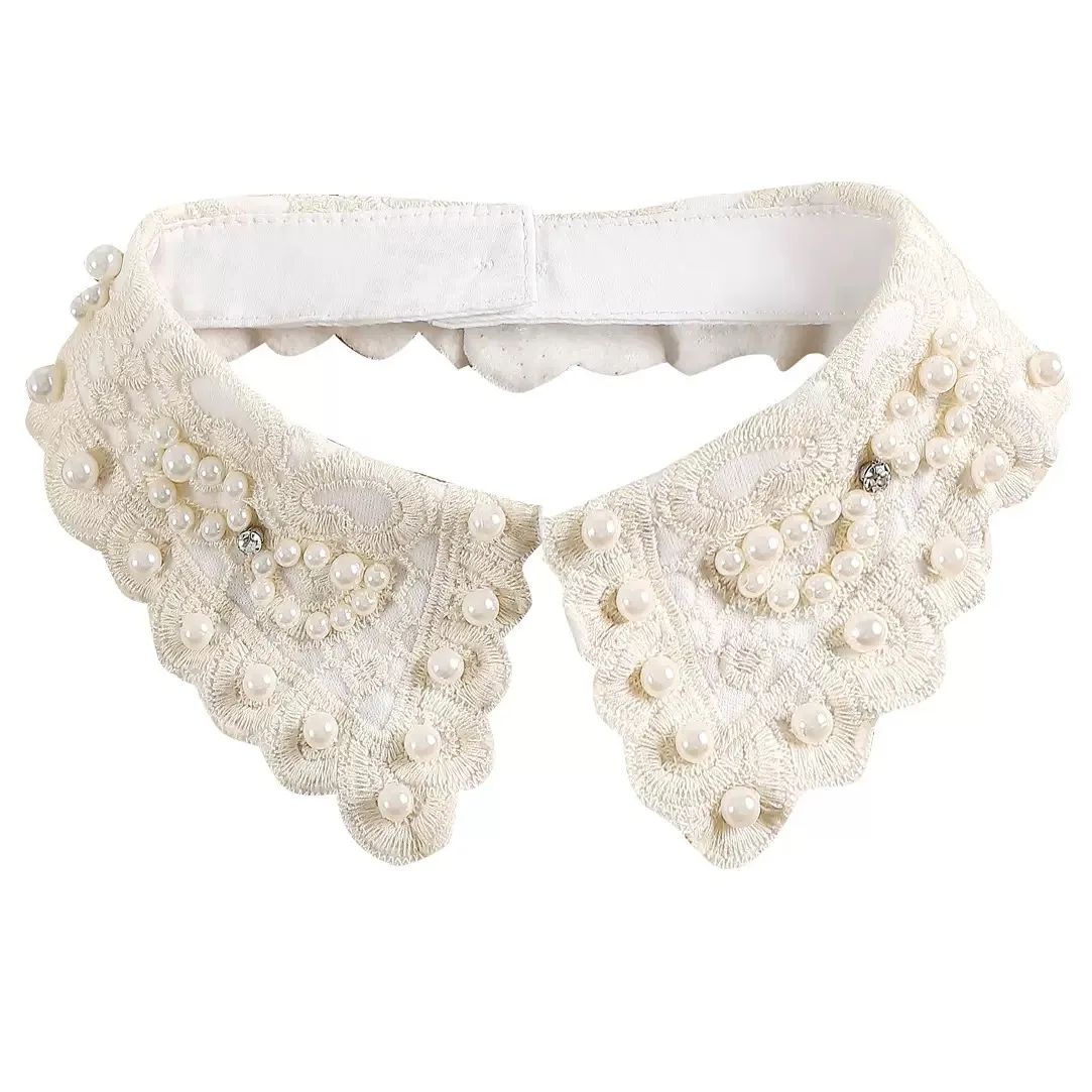 Ladies Women Adult Detachable Shirt Fake Collar Vintage lace pearl False Collar Blouse Neckwear Clothing Accessories wholesale