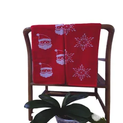 40x76CM 2PCS Snowflake Santa Claus Red Christmas Towels Cotton Soft Thickened Highly Absorbent New Year Home Bathroom Face Towel