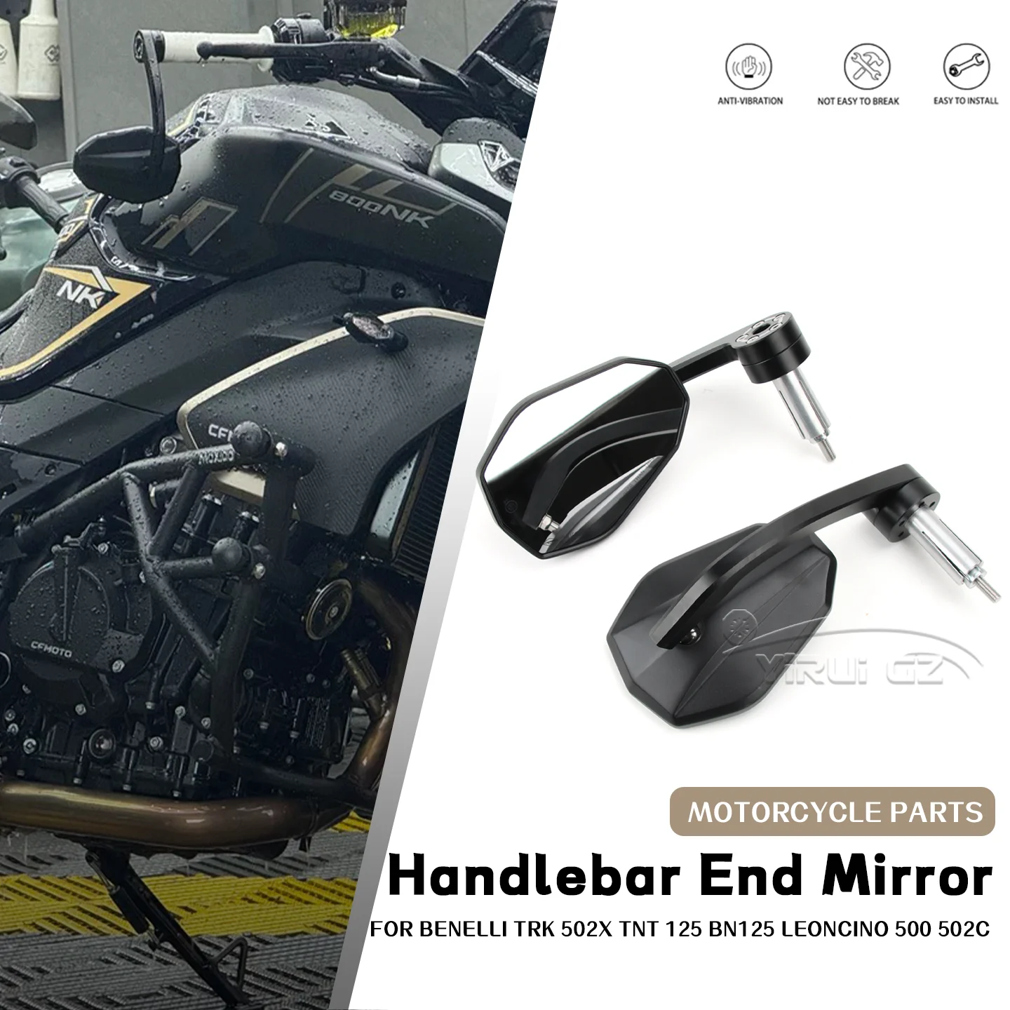 

For Benelli TRK 502X TNT 125 BN125 Leoncino 500 502C Motorcycle Bar End Mirror Handlebar End Side Rearview Mirrors Wide Vision