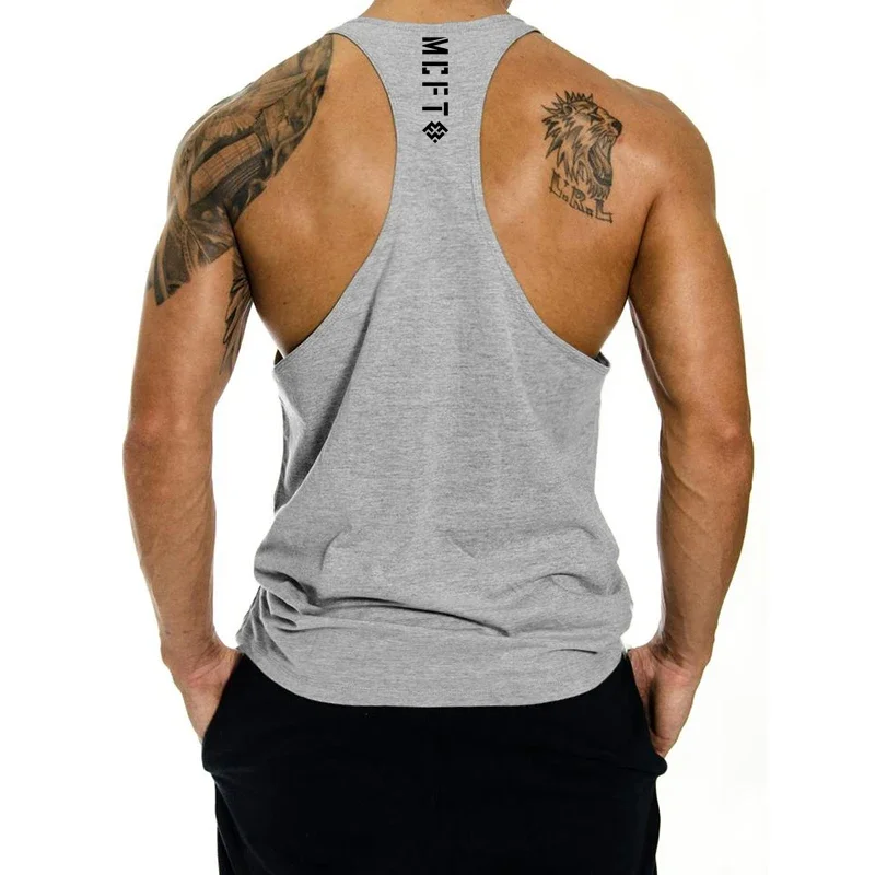 MUscleguys-Camiseta sin mangas de algodón para hombre, camiseta de culturismo con espalda en Y, camisetas sin mangas de Fitness, chaleco deportivo