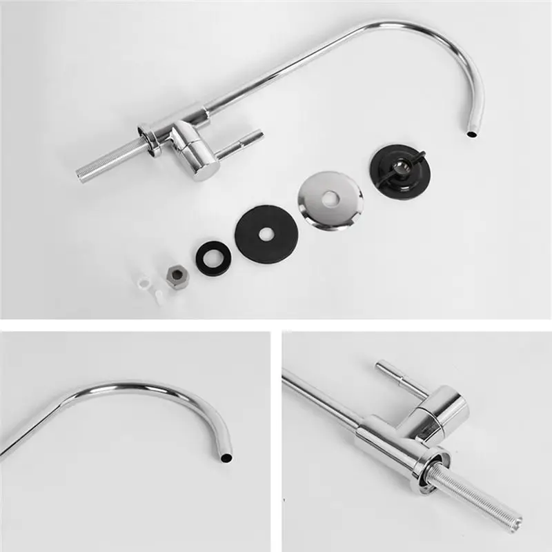 AEE4-1/4Inch Kitchen Sink Faucet Tap Chrome Reverse Osmosis Drinking Water Filter Rotation Faucet Fast Connection