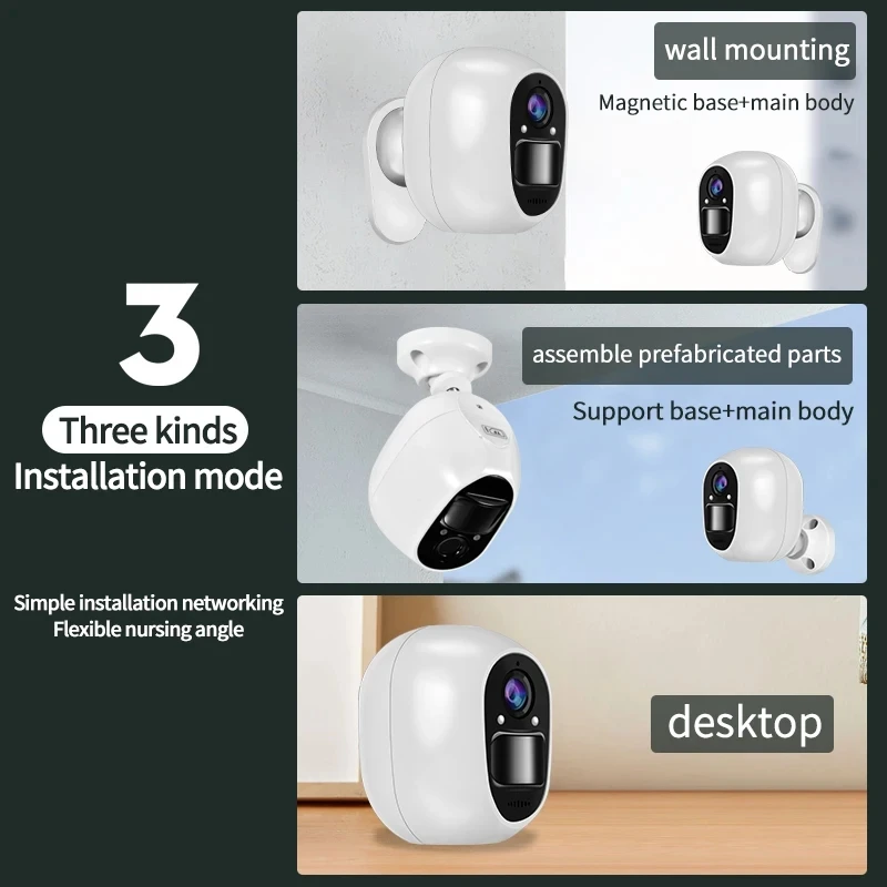 Tuya Wifi Camera Outdoor Indoor Low Power Consumption PIR Security Camera 4400mAh Rechargeable Battery Surveillance Camera