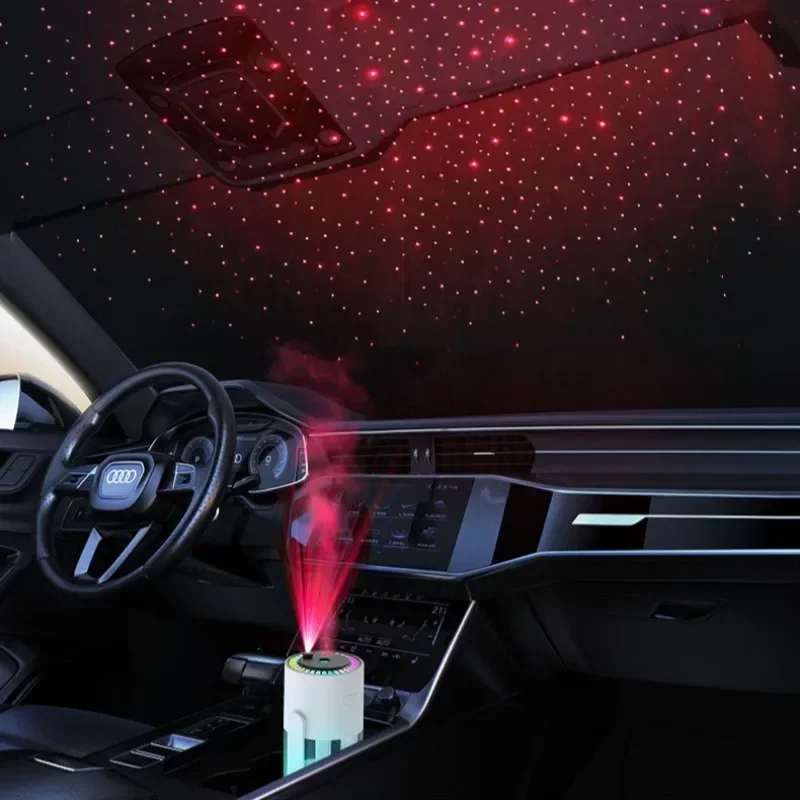 Starry Sky Projection Humidifier Mini Rotating Car Humidifier with LED Night Light USB Aromatherapy Moisturiser Suitable for Bed