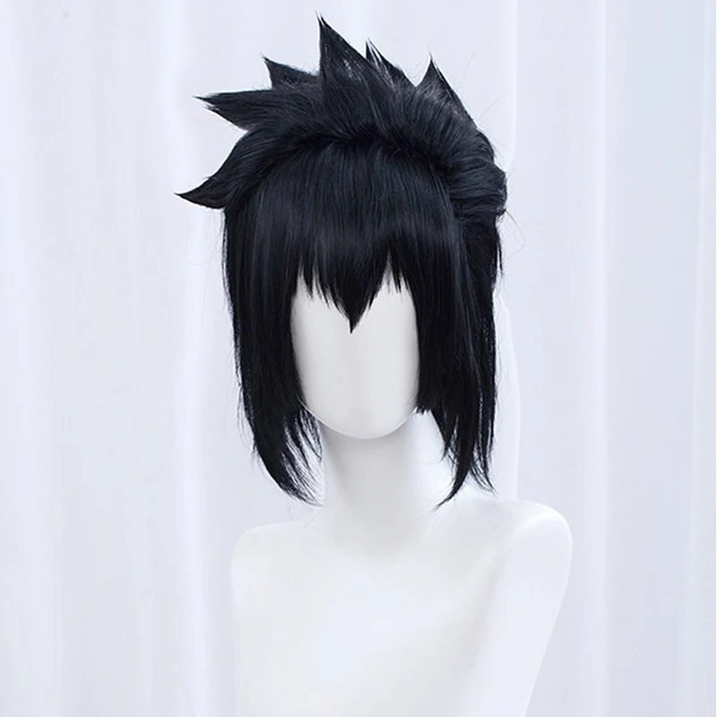 Sasuke Uchiha Cosplay Wig Men Short Black Cosplay Anime Cosplay Wig Heat Resistant Synthetic Hair Wigs + Free Wig Cap