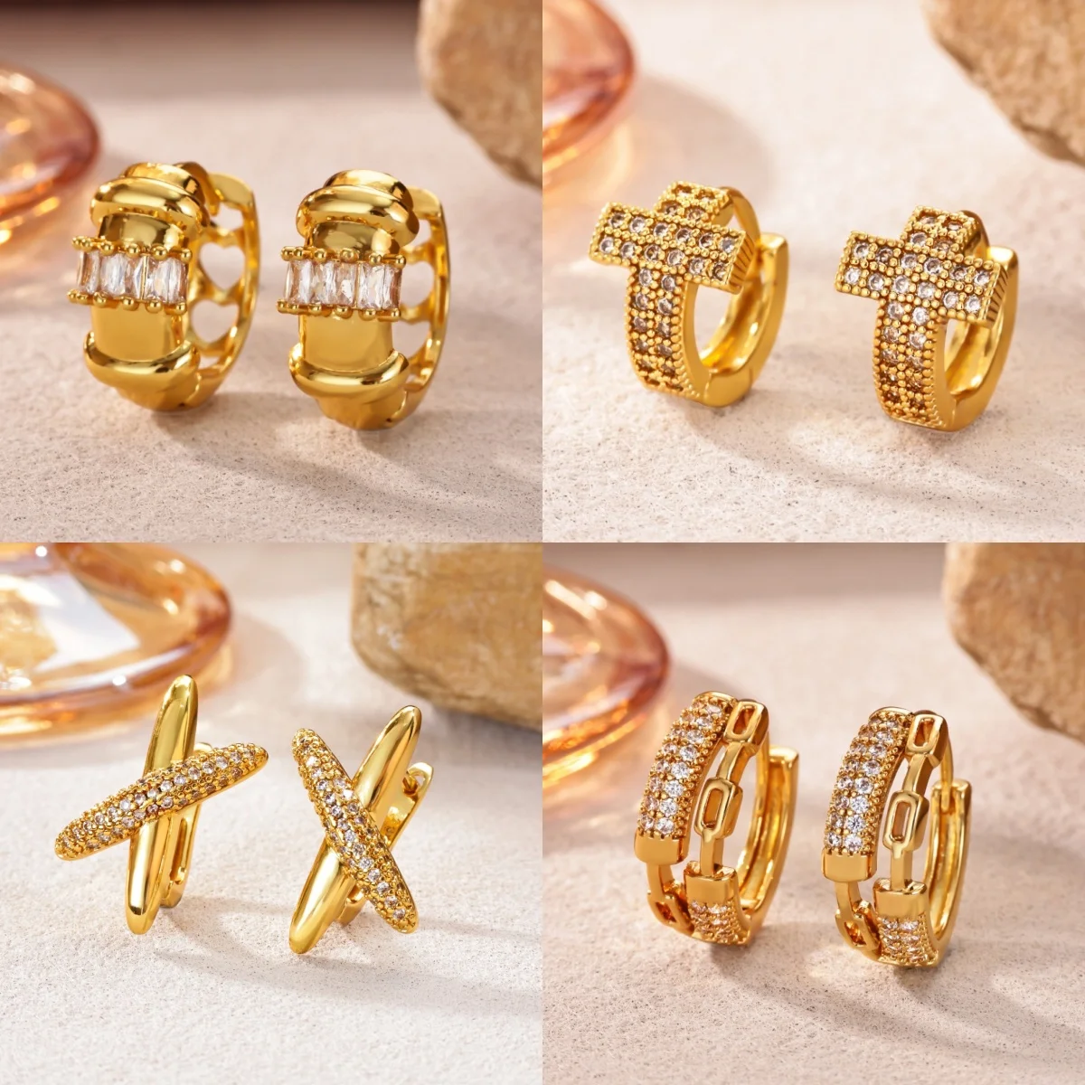 Sweet Star Damen-Ohrringe aus 304 Edelstahl mit Wassertropfen-Zirkonia und Muschelanhänger, Schmuck-Ohrringe, kostenloser Versand