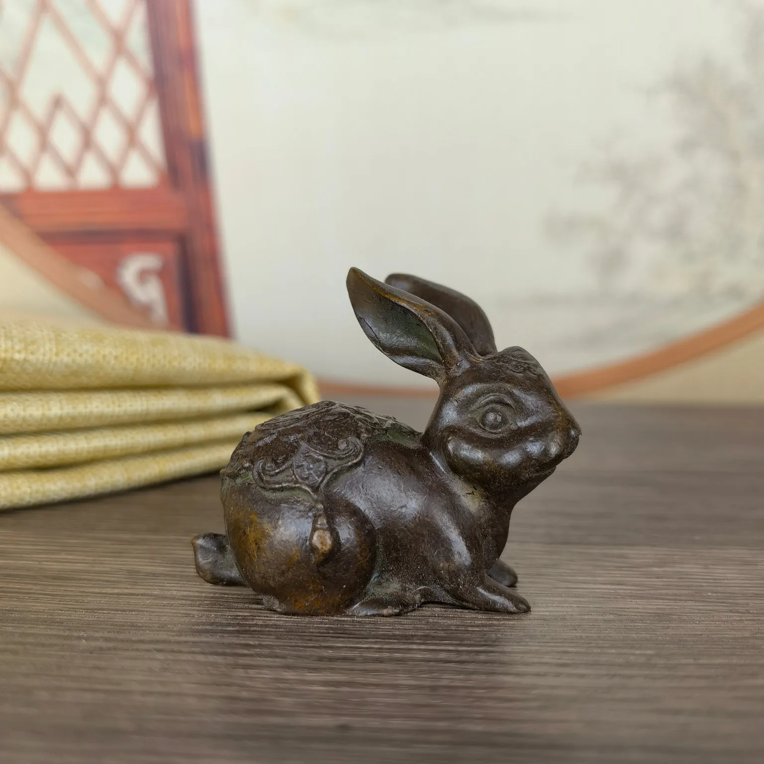 Vintage Solid Tea Pet, Zodiac , Fun Little Rabbit Hand Ornament, Creative Home Decor Craft