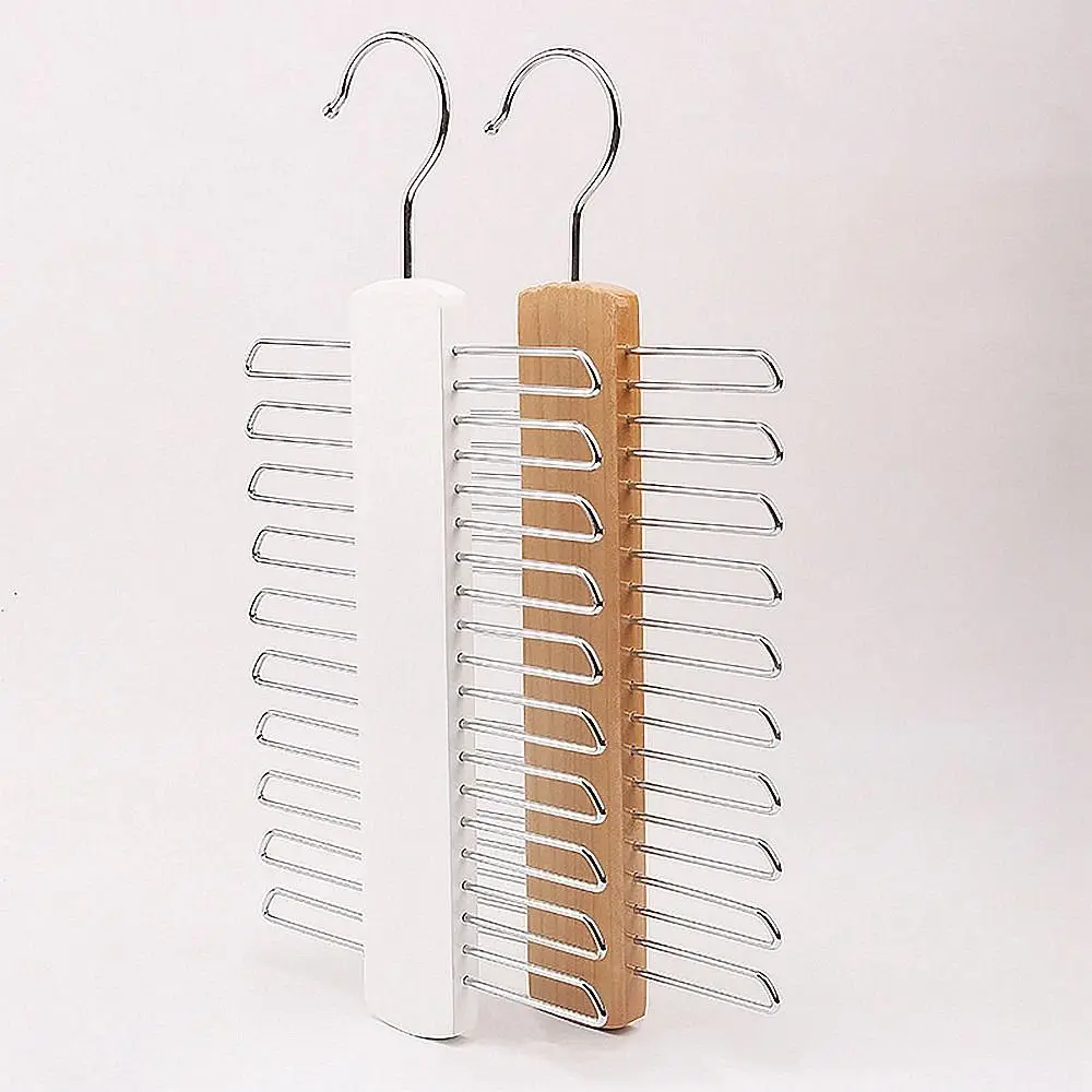 Ties Hanger Holder Rack Silk Scarf Belt Organizer Cabinet Wooden Storage Hanging Rack Storage Holder For Wardrobe Closet 20 Bar