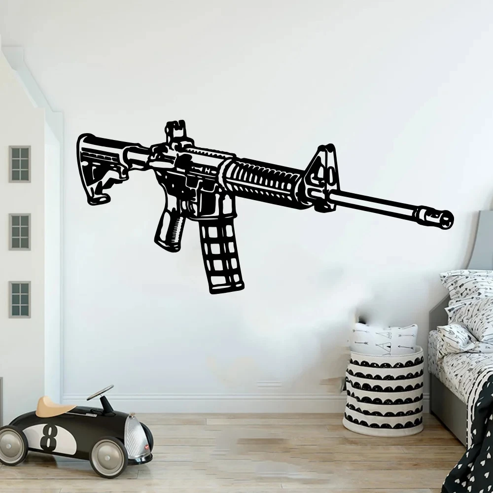 Gun Ammo M16 Wall Sticker Kids Room Playroom Army Solider Weapon Wall Decal Teen Bedroom Home Decor