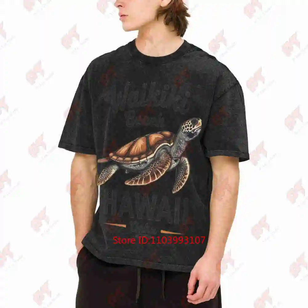 Waikiki Beach Sea Turtle Vintage Washed Tee Pure Cotton T-Shirt