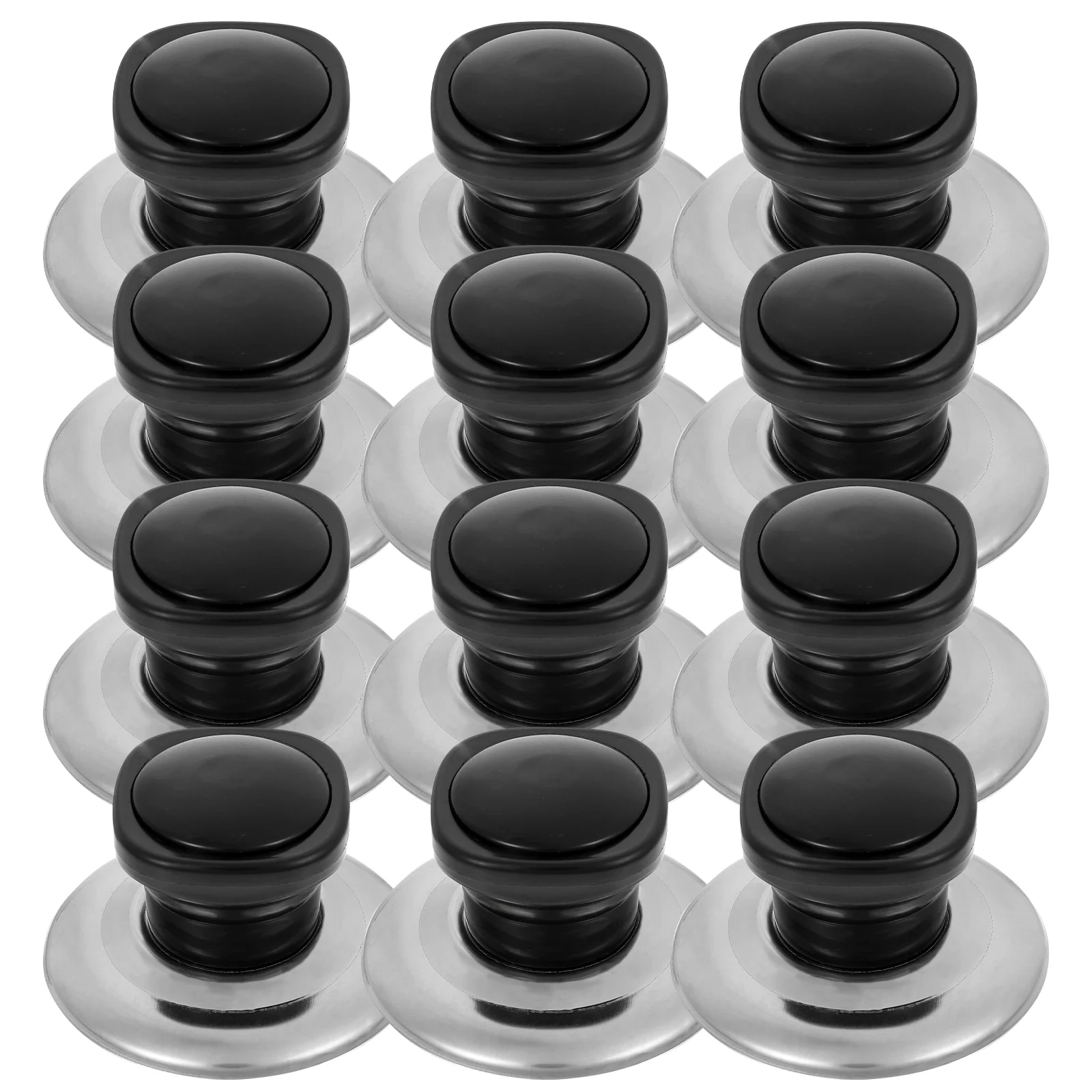 

12 Pcs Finger Square Pot Top Beads Cabinet Handles Lid Knob Pan Fried Black Plastic Cookware Knobs