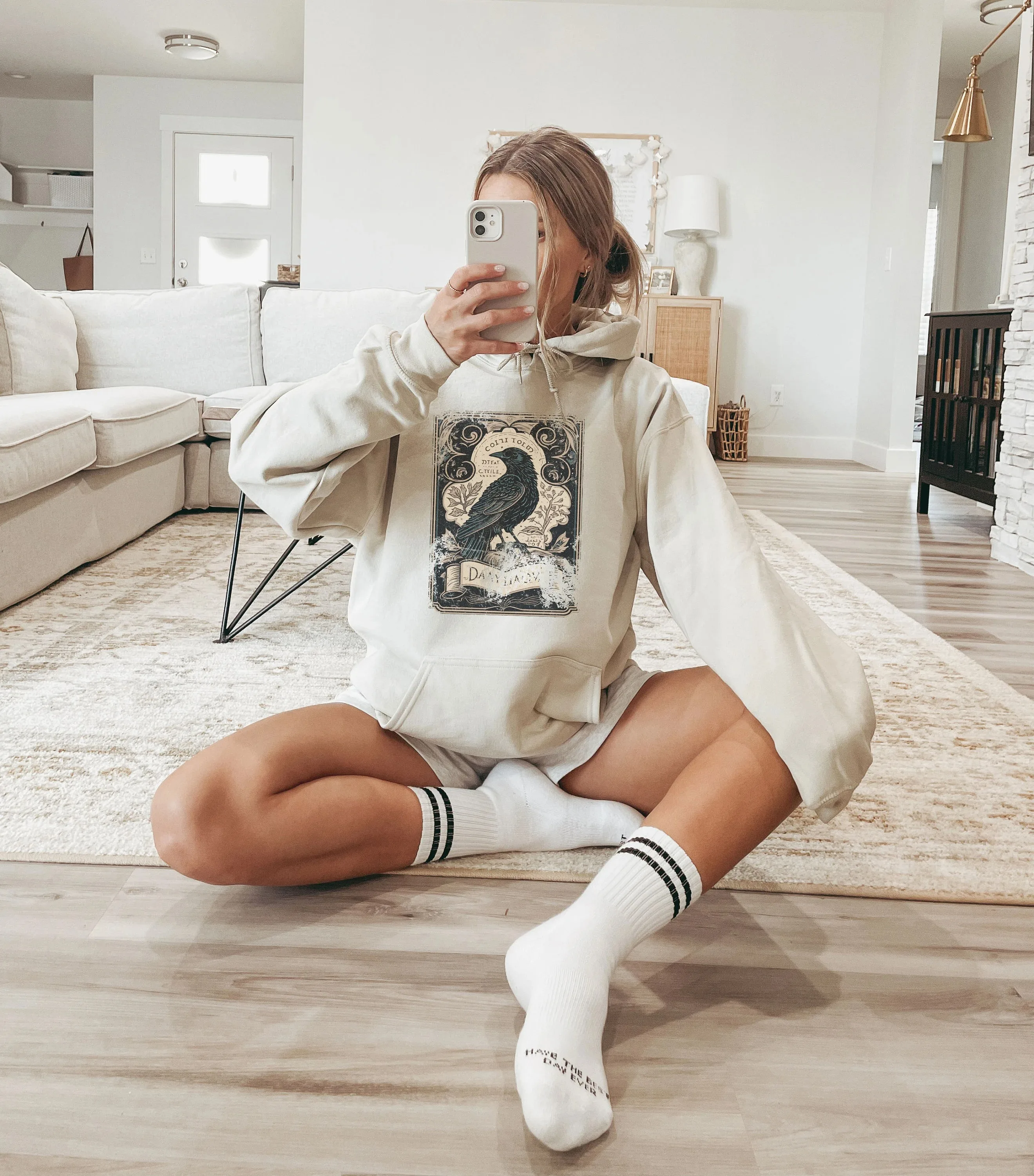 

Autumn and Winter Style Retro - Inspired Raven Cotton Hoodie Ideal for Fans of Retro Fashion Seeking Stylish Warmth Love Timeles