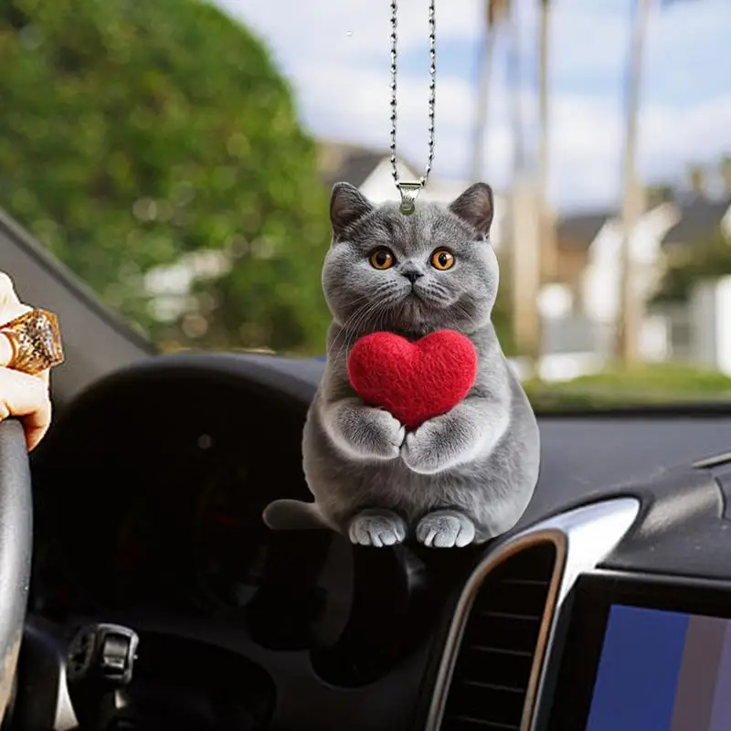 2D Acrylic Car Pendant Cute Cat Acrylic Animal Pendant for Rearview Vehicle Interior Decoration Automotive Trim Road Trip Fun