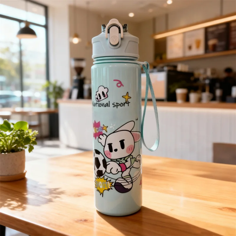 700ml Leak-Proof Water Bottle Cute Cartoon Football Water Cup with Carry Strap Portable for Sports Fitness BPA Free Perfect Gift
