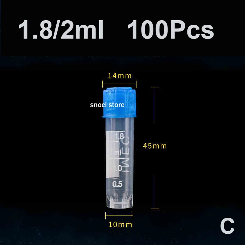 100 Stück Kunststoff-Reagenzgläser, Gefrierröhrchen, Fläschchen, Probenhandwerk, Schraubverschluss, Flaschen für Büro, Schule, Chemiebedarf, 1–15 ml – Detail 6
