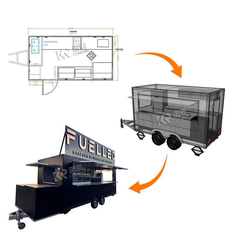 コンセッションフードトラック、モバイルコーヒートレーラー、アイスクリームケータリングカート、ストリートメーカーを完全に装備