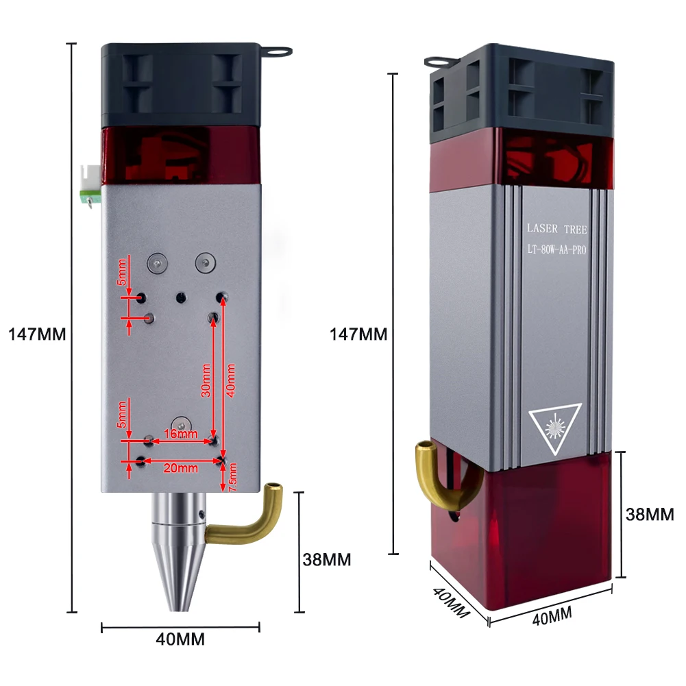 LASER TREE Laser Module 10W Optical Power Fixed Focus Laser Head With Air Assist for CNC Laser Engraver Cutting Wood DIY Tools