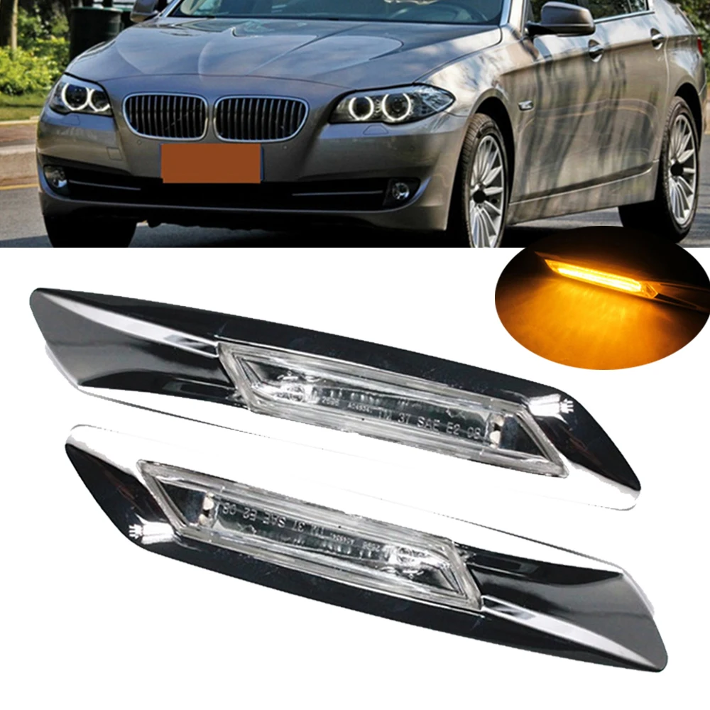 

For BMW 5 Series F10 F11 2010-2017 Car Front Side Marker Light Fender Light LED panel Bright Black Fender Turn Signal Lamp LED