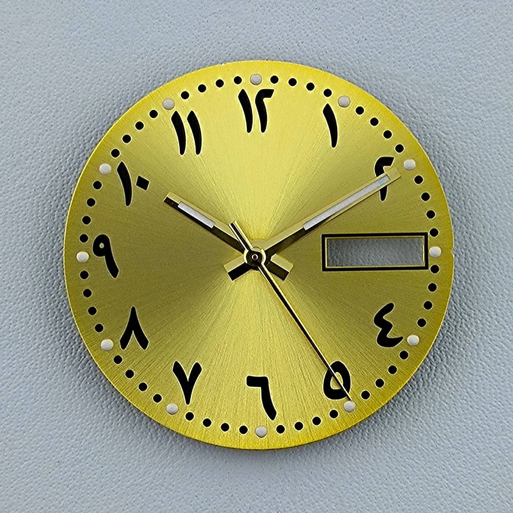 Циферблат NH36, циферблат 28,5 мм, циферблат с арабскими цифрами, циферблат с индивидуальным логотипом, зеленый светящийся циферблат, подходит для часов с механизмом NH36, аксессуары