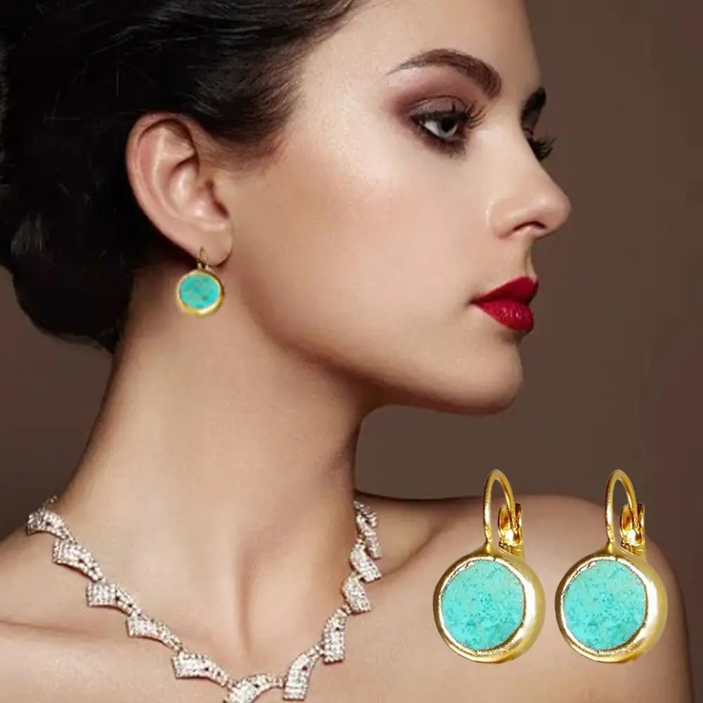 Fashion Annular Emerald Gemstone Stud Earrings Alloy Emerald Emerald Earrings Hoop Earrings Women