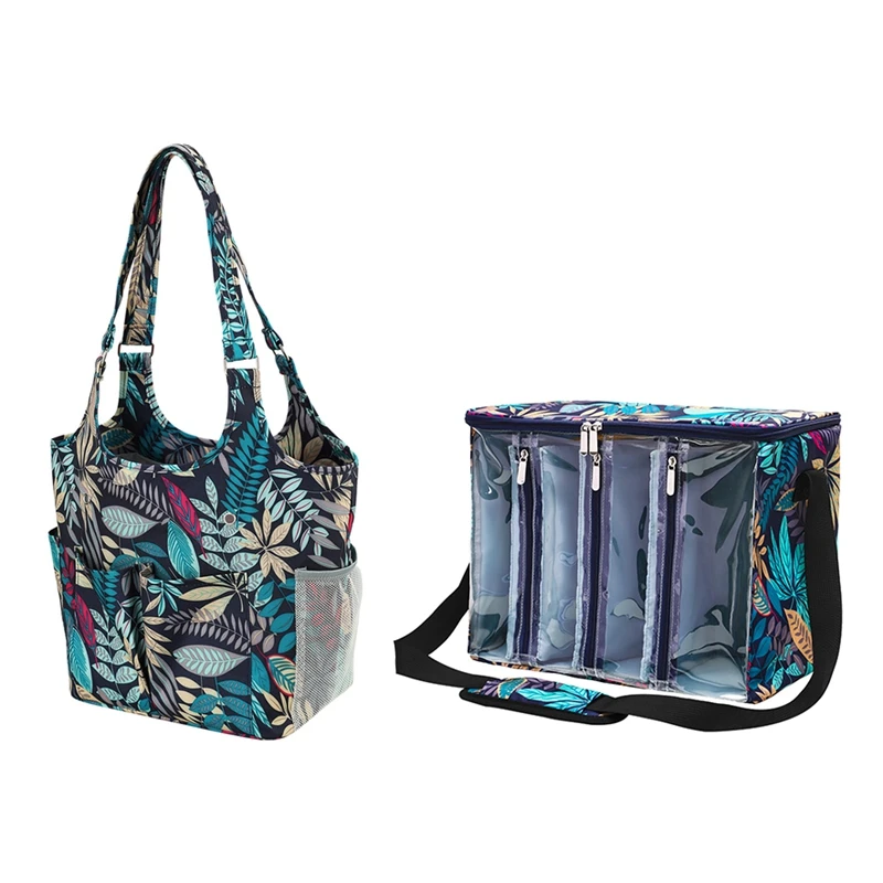 

JHD-Knitting Tool Storage Bag Capacity Portable Storage Bag Knitting Needles Yarn Bag Portable Clear Visible Oxford