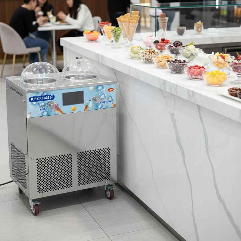 Custom 2 Head Electric Italian Hard Ice Cream Machine Stainless Steel Gelato Making Machine