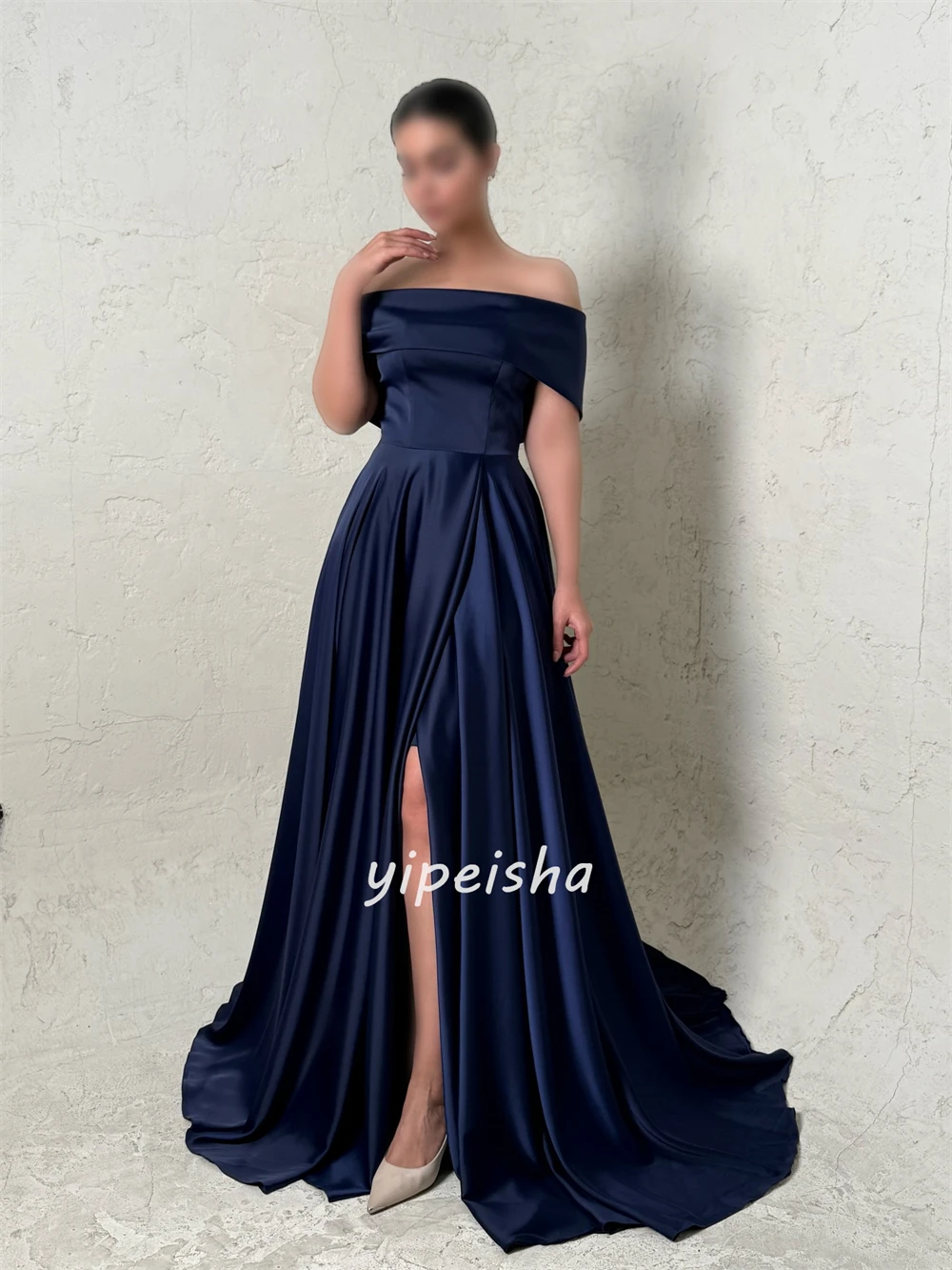 Maßgeschneiderter, moderner Stil, elegante, geraffte Falten, A-Linie, schulterfrei, lange Kleider, Abendkleider, Größen verfügbar, hohe Qualität