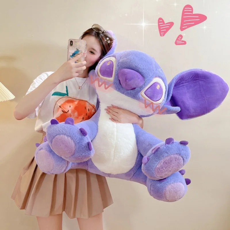 45cm Disney Anime Cartoon Kawaii Purple Stitch Star Baby Plush Doll Girl Large Toy Birthday Gift Girlfriend Valentine's Day Gift