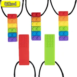 1Pcs Zintuiglijke Chew Ketting Baksteen Taai Kids Siliconen Bijten Potlood Topper Bijtring Speelgoed, siliconen Bijtring Voor Kinderen Met Autisme