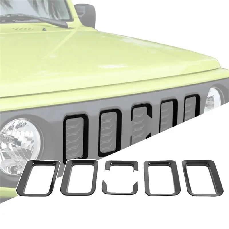 Latest-6Pcs Front Grill Mesh Inserts Cover Grille Guard Trim Kit For Suzuki Jimny 19-2024 Car Exterior Accessories