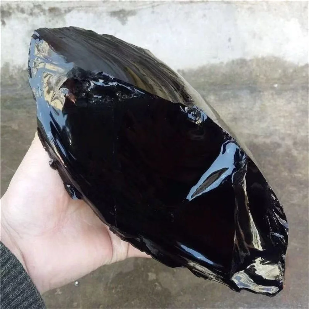 Natural obsidian raw stone, energy gemstone, healing with spiritual energy, home demagnetization and purification, meditation gi
