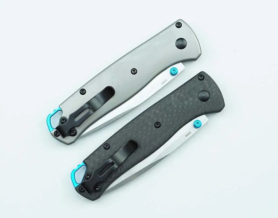 LEMIFSHE Blue Hard Box BM535-3 Folding Knife S90V Blade Carbon Fiber Handle Outdoor Camping Safari Survival Kitchen EDC Tools