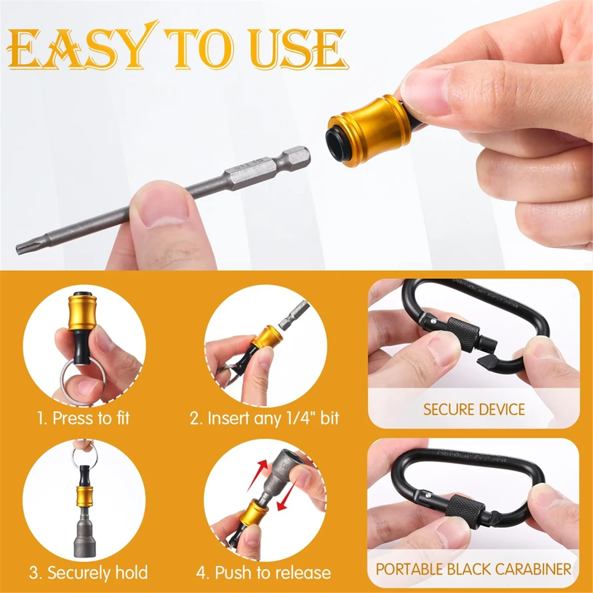 BAAQ 18 Stück Bithalter-Schlüsselanhänger, 3 Stück, 1/4 3/8 1/2 Zoll Sockel, tragbarer Sechskantschaft-Schraubendreher, Schlagbohrer-Bithalter