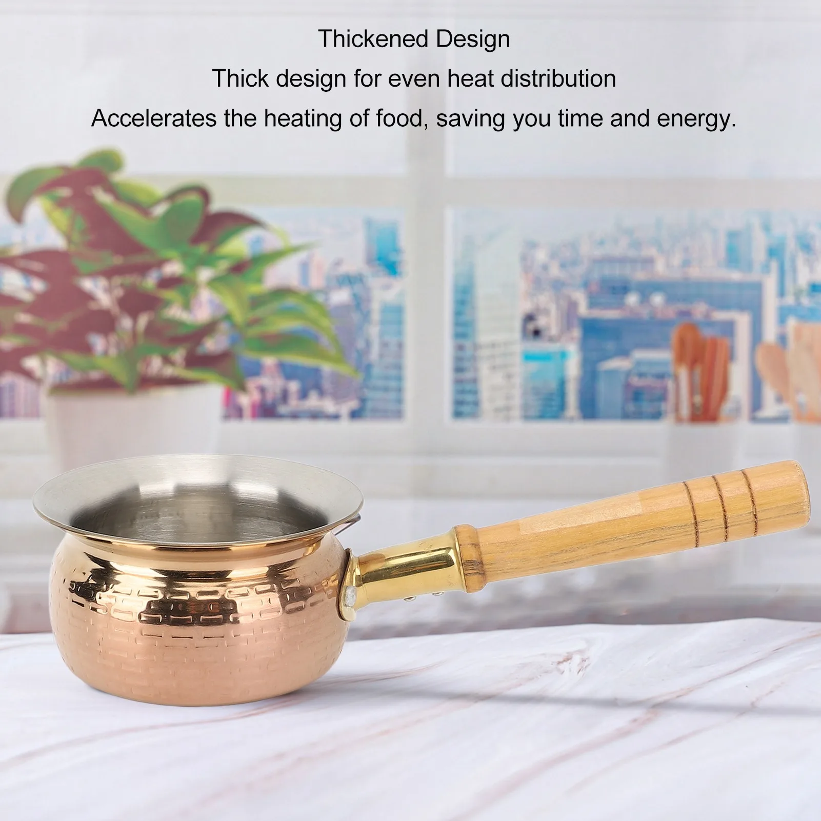 Stainless Steel Butter Warmer Small Saucepan Multifunction Butter Melting Pot Sauce Pan With Wooden Handle For Milk Coffee